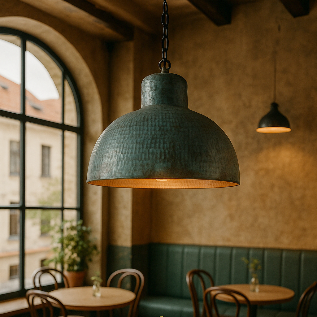Green Patina Copper Pendant Light