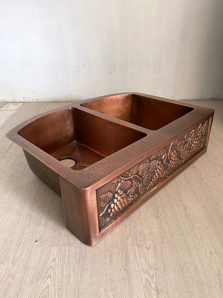 Handcrafted Double Bowl Undermount Copper Kitchen sinks Java Copper Craft
