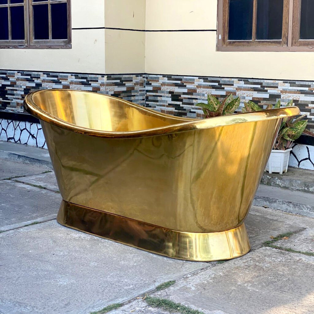 Handcrafted copper bathtub in a luxurious bathroom setting