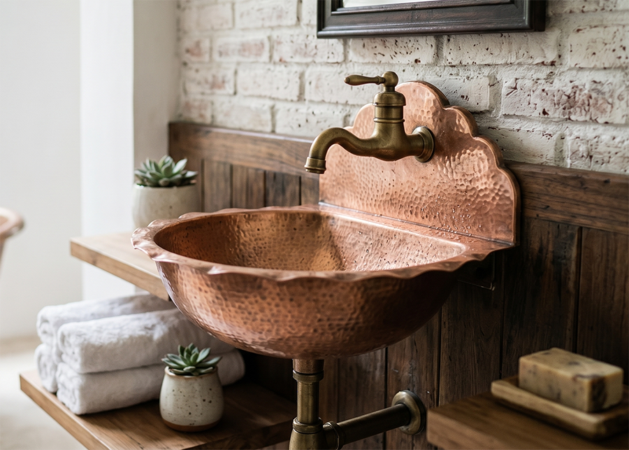 Copper wall sink
