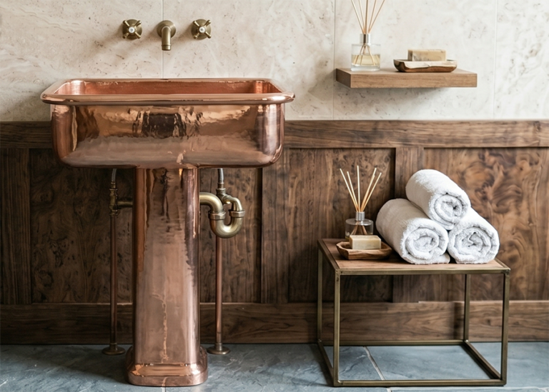 copper pedestal sink