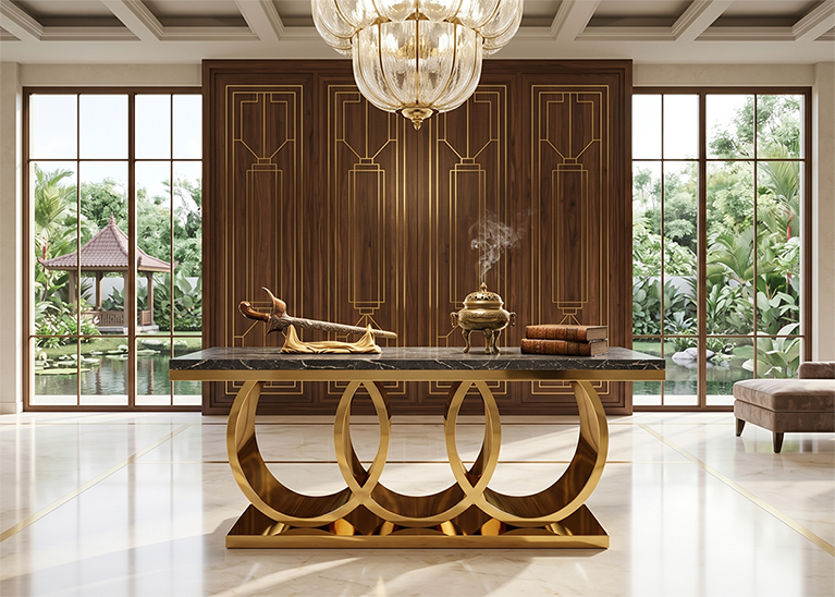 Copper resepsionist table hotel